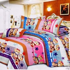 Lenjerie de pat pentru o persoana cu husa de perna dreptunghiulara, Amazing, bumbac mercerizat, multicolor