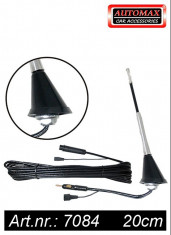 Antena auto Automax aluminiu cu amplificator , 20cm , 12V foto