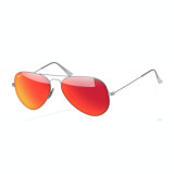 Ochelari de soare Ray Ban Aviator - Rama argintie - Portocaliu Oglinda, Unisex, Protectie UV 100%