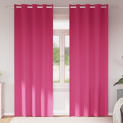 vidaXL Perdele cu perdele 2 pcs Roz intens 245 x 140 cm Poliester foto