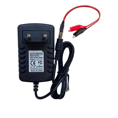 Incarcator 13.8V 2A pentru acumulatori 12V plumb acid/gel cu mufa 2.1x5.5mm + cablu cu crocodili (547) foto