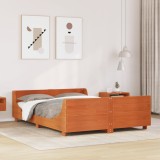 VidaXL Cadru de pat fără saltea, maro ceruit 140x200 cm lemn masiv pin