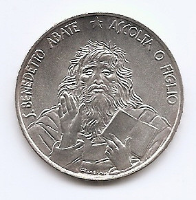 San Marino 1000 Lire 1980 (Saint Benedict) Argint 14.6 g/835, 31.4 mm KM-112 (1)