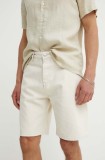 Samsoe Samsoe pantaloni scurti jeans SAEDDIE barbati, culoarea bej, M24200004