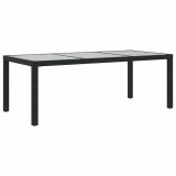 Cumpara ieftin Masa de gradina,negru,190x90x75cm sticla securizata &amp; poliratan