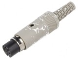 Conector DIN mufă mamă 3 pini 180&deg; drept pe cablu