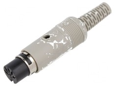 Conector DIN mufă mamă 3 pini 180&deg; drept pe cablu