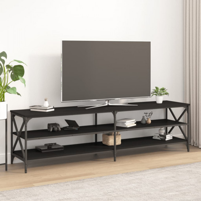 Comodă TV, negru, 180x40x50 cm, lemn prelucrat