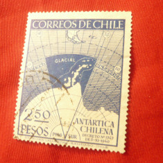 Timbru CHILE 1947 Antarctica , 2,5pesos stampilat