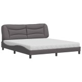 Cumpara ieftin Pat cu saltea, Hvar, gri, 180x200 cm, piele ecologica