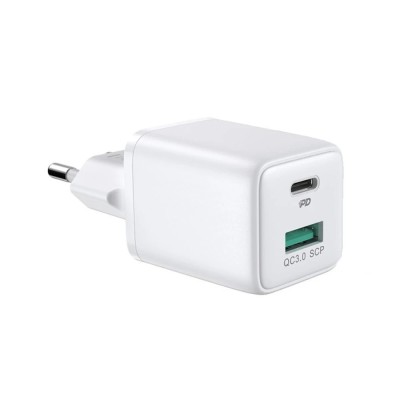 Incarcator de retea, Joyroom, L-QP303, Alb, 1xUSB, 1xUSB-C, 30W, 4,5A, PD, Quick Charge, Design compact, foto