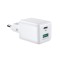 Incarcator de retea, Joyroom, L-QP303, Alb, 1xUSB, 1xUSB-C, 30W, 4,5A, PD, Quick Charge, Design compact,