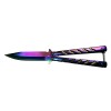 Briceag Fluture IdeallStore&reg; Rainbow, Otel Inoxidabil, 22.5cm, Multicolor, Balisong, Cutit Butterfly + Husa