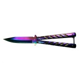 Cumpara ieftin Briceag Fluture IdeallStore&reg; Rainbow, Otel Inoxidabil, 22.5cm, Multicolor, Balisong, Cutit Butterfly + Husa