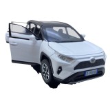 Macheta replica Toyota Rav 4 alba deschide 4 usi, portbagaj si capota, lumini si sunete