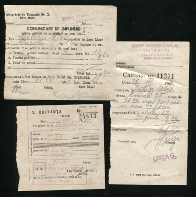 t490 INTREPRINDEREA COMUNALA SATU MARE 1964 CHITANTE TAXE SERVICII foto