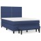 Pat box spring cu saltea, albastru, 140x200 cm, textil