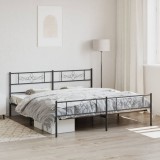 Cumpara ieftin Cadru pat fără saltea, tăblie de picioare negru 180x200cm metal