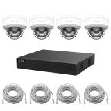 Kit supraveghere IP Hilook, 6MP, Lentila 2.8mm, Iluminare duala 30m, Microfon, PoE, NVR 4 canale, 4 porturi, Patchcord cablu UTP CAT5