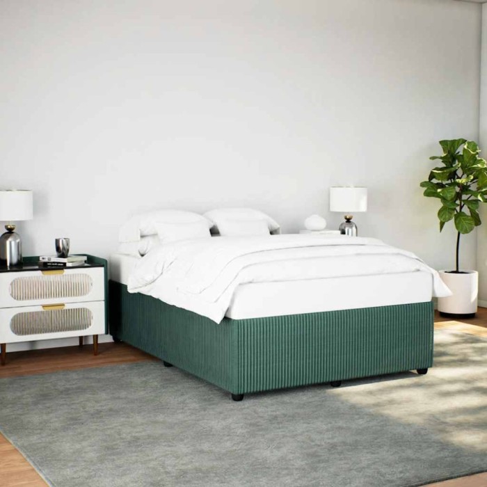 vidaXL Cadru de pat fără saltea, verde &icirc;nchis, 140x190 cm, catifea 3285009
