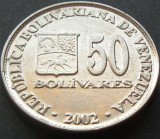 Cumpara ieftin Moneda exotica 50 BOLIVARES - VENEZUELA, anul 2002 *cod 1578 = A.UNC, America Centrala si de Sud