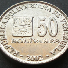 Moneda exotica 50 BOLIVARES - VENEZUELA, anul 2002 *cod 1578 = A.UNC