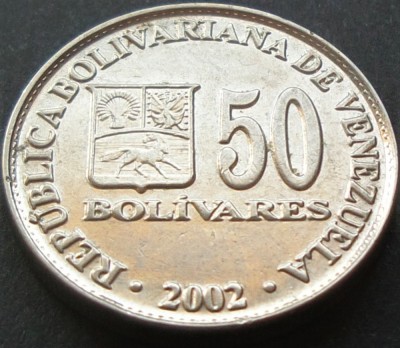 Moneda exotica 50 BOLIVARES - VENEZUELA, anul 2002 *cod 1578 = A.UNC foto