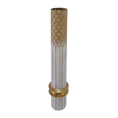 Vaza decorativa Bruna Inart metalica in nuanta auriu si alb D15x76cm foto