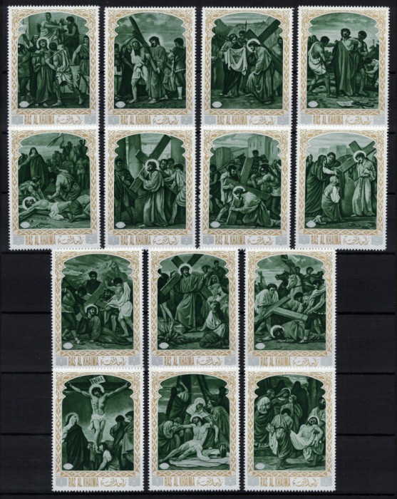 RAS AL KHAIMA 1970 - Suferinta lui Iisus / serie completa MNH (Michel 25&euro;)