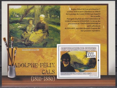 Guineea 2009 - Picturi de Adolphe-Felix Cals, Colita, MNH foto