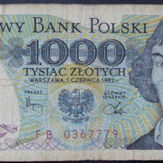 Bancnota 1000 ZLOTI / ZLOTYCH - POLONIA anul 1982 * cod 56