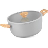 Oala ceramica cu capac de sticla, manere lemn, 5.9 L, 28 cm, MagicHome Harmony