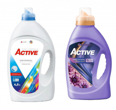 Detergent Universal de rufe lichid Active, 4.5 litri, 90 spalari + Balsam de rufe Active Summer Touch, 1.5 litri, 60 spalari foto