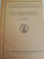 Din activitatea ziaristica a lui andrei muresanu de I. Lupas, 1925 foto