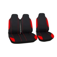 Set Huse Scaune 2+1 Fata Autopam Universale VAN Textil Negru/Rosu foto