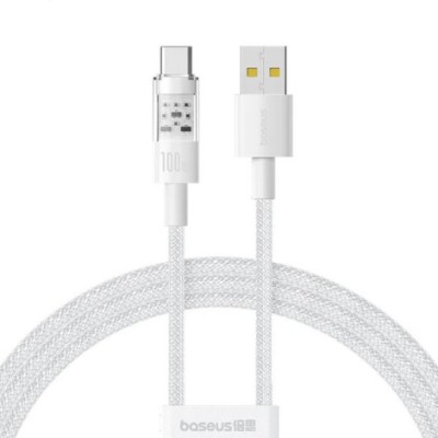 CABLU alimentare si date Baseus Gem, Fast Charging Data Cable pt. smartphone, USB la USB Type-C 100W, 2m, alb &amp;quot;P10373002211-01&amp;quot; (timbru verde 0.08 lei foto