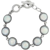 Bratara 7 pietre Opal, piatra rotunda alb albastru, incuietoare toggle reglabila