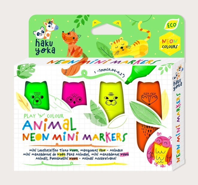 Set 4 Mini Markere Neon , Animale