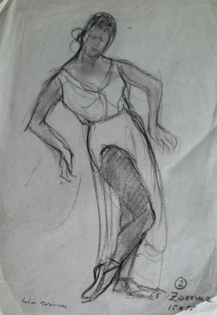 Tablou / lucrare Rodica MARINESCU, cărbune pe h&acirc;rtie, semnată 30x21 cm