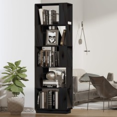 vidaXL Bibliotecă/Separator cameră negru 51x25x163,5 cm lemn masiv pin foto