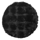 Pernă decorativă rotundă pentru scaun, blană artificială, neagră, &Oslash;38 cm, CMCLASS