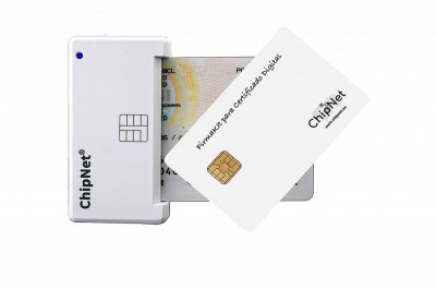 ChipNet Cititor de identificare electronica + Card criptografic digital certificat - NOU foto