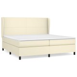 Cumpara ieftin Pat continental cu saltea, crem, 200x200 cm, piele ecologica