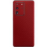 Set Folii Skin Acoperire 360 Compatibile cu Samsung Galaxy S20 Ultra (Set 2) - ApcGsm Wraps Carbon Geranium Red