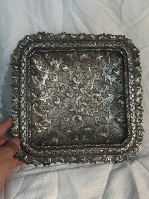 FRUCTIERA ARGINT 800 - Tava - Platou - Bogat Decorata - 460g - 7.5lei/gr. foto
