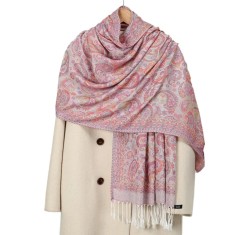 Esarfa casmir jacquard paisley roz