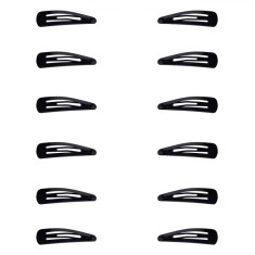 Clame Păr Monocolore, 4.5cm, Set 12 Bucăți, Negru