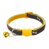 Zgarda ajustabila cu catarama pisica, pentru pisici, cu clopotel, 26cm, Galben, Ropet