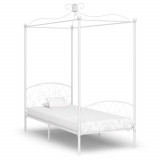 VidaXL Cadru de pat cu baldachin, alb, 90 x 200 cm, metal