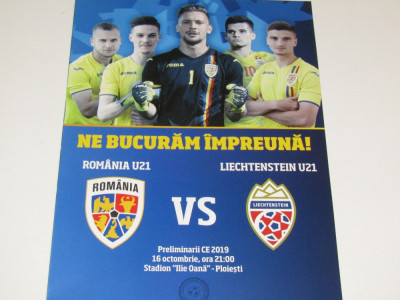 Program meci fotbal ROMANIA (U21) - LIECHTENSTEIN (U21) poster Romania foto